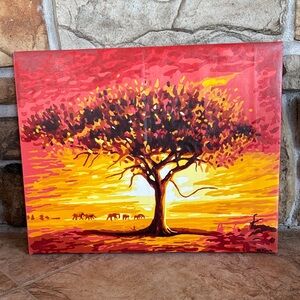 Vibrant Sunset Tree Art Canvas